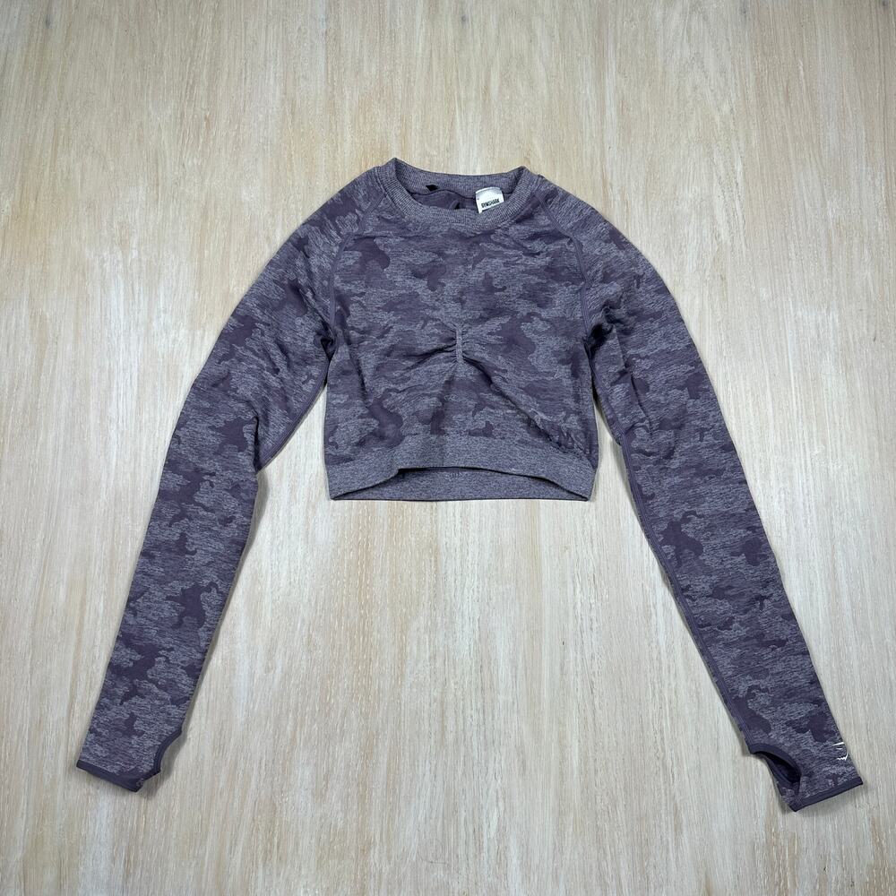Gymshark Adapt Camo Seamless Long Sleeve Sport Athleisure Sport Crop Top Medium